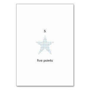 Five points, on custom number flashcards table number