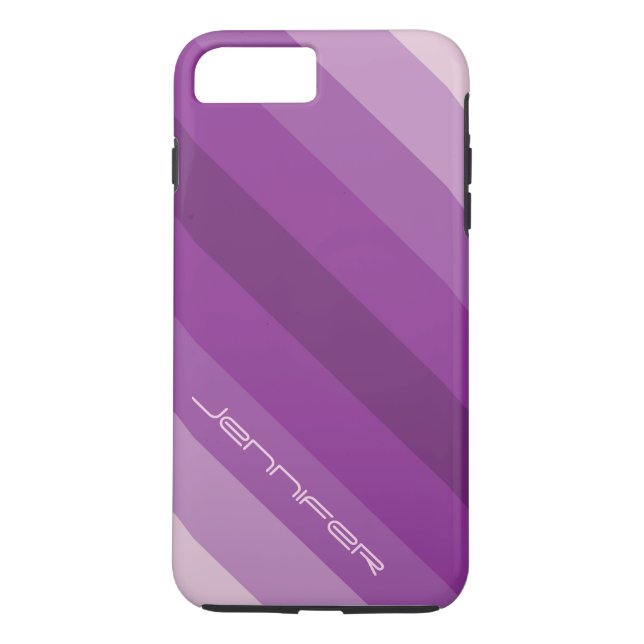 Five Purple Diagonal Stripe with Name Custom Tough Case-Mate iPhone Case (Back)