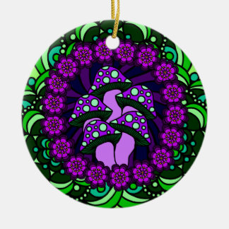 Five Purple Mushrooms Ornament