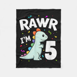Five Rawr Im 5 Years Old T-rex Dinosaur 5th Birthd Fleece Blanket