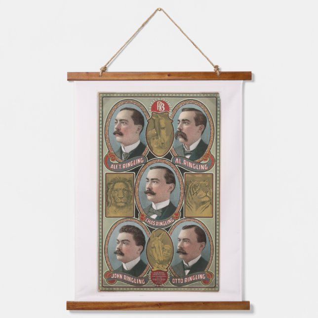 Five Ringling Brother's Bust Portraits Hanging Tapestry (Front)