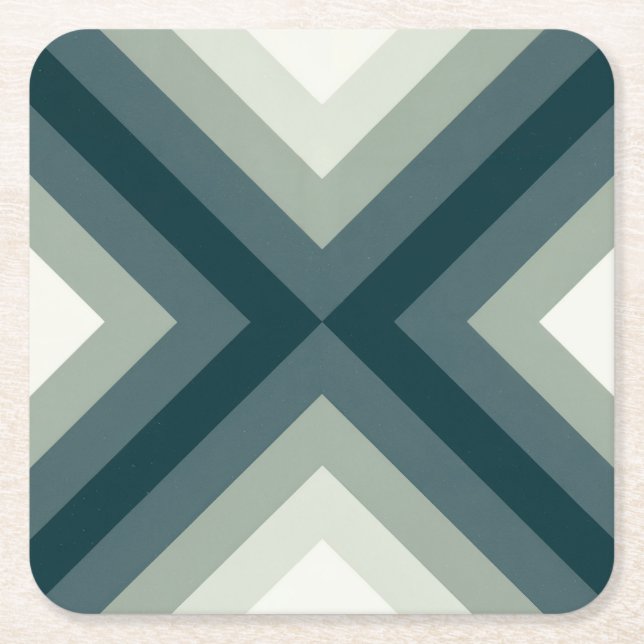  Five Row Teal Colour Block Coaster (Front)