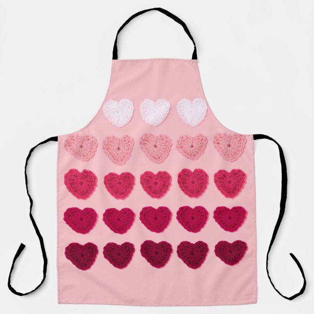 Five rows and columns of knitted hearts apron (Front)