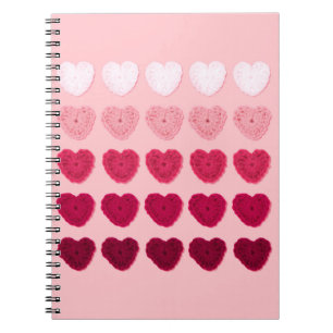 Five rows and columns of knitted hearts notebook