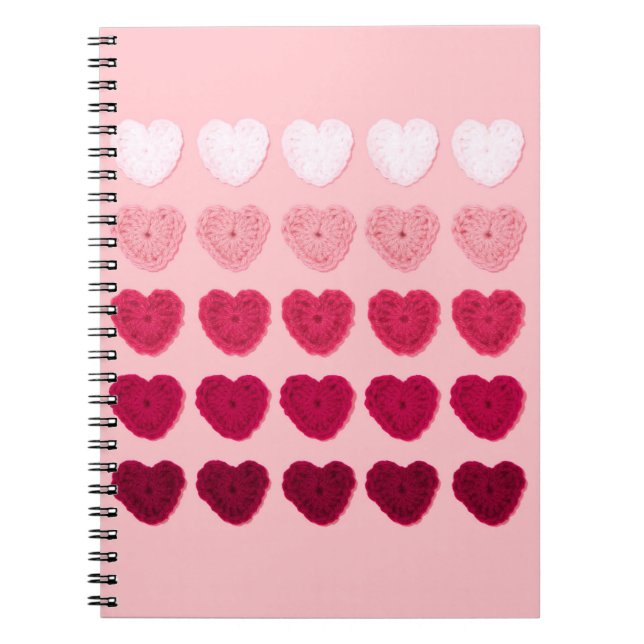 Five rows and columns of knitted hearts notebook (Front)