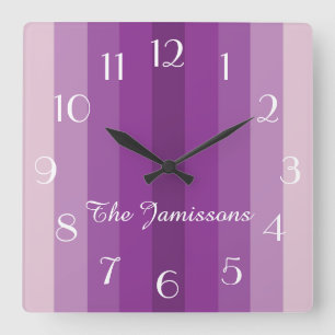 Five Shades of Purple, Clock, Personalised Square Wall Clock