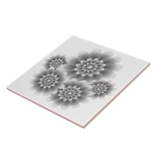 Five silver flowers ceramic tile