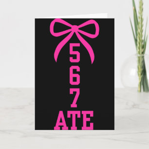 Five Six Seven Ate Cheer Dance Coquette Bow Pink C Card