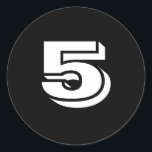 Five Small Round Black Number Stickers by Janz<br><div class="desc">Custom Number Designs by Janz © 2008-2017 Jan Fitzgerald. All rights reserved. Graphic Design,  Artwork,  & Photography by Jan & Michael Fitzgerald.</div>