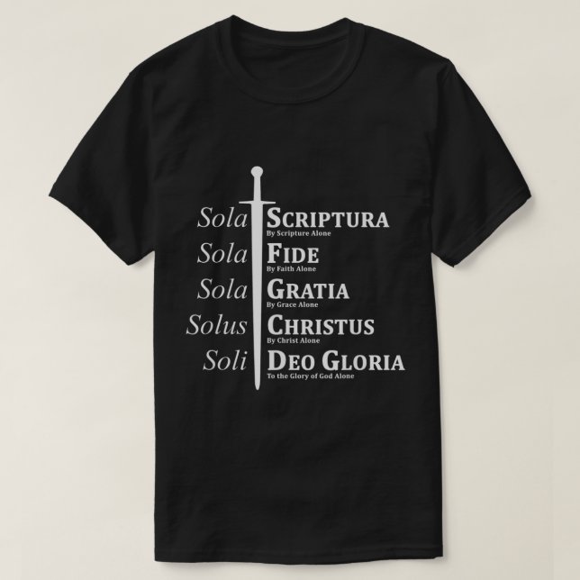 Five Solas Reformed Christian T-Shirt (Design Front)