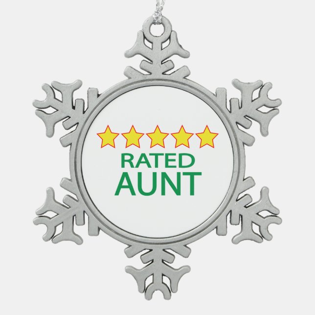 Five Star Aunt Snowflake Pewter Christmas Ornament (Front)