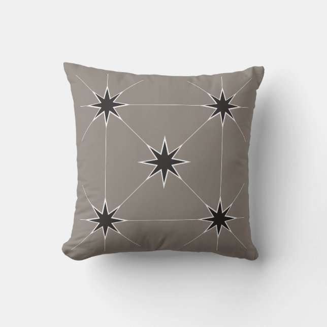 Five Star Black on Silver background. Cushion (Front)