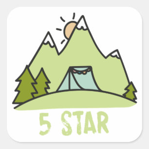 Five Star Camping Square Sticker