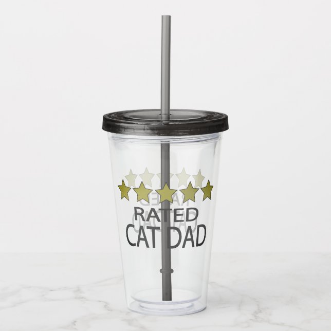 Five Star Cat Dad Acrylic Tumbler (Front)