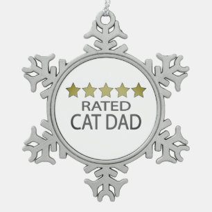 Five Star Cat Dad Snowflake Pewter Christmas Ornam Ornament