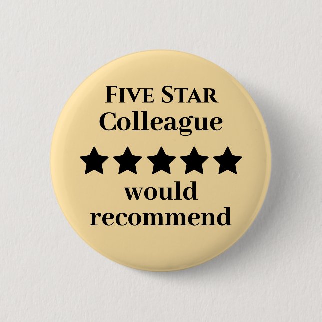 Five Star Colleague Button Badge Recommended (Front)