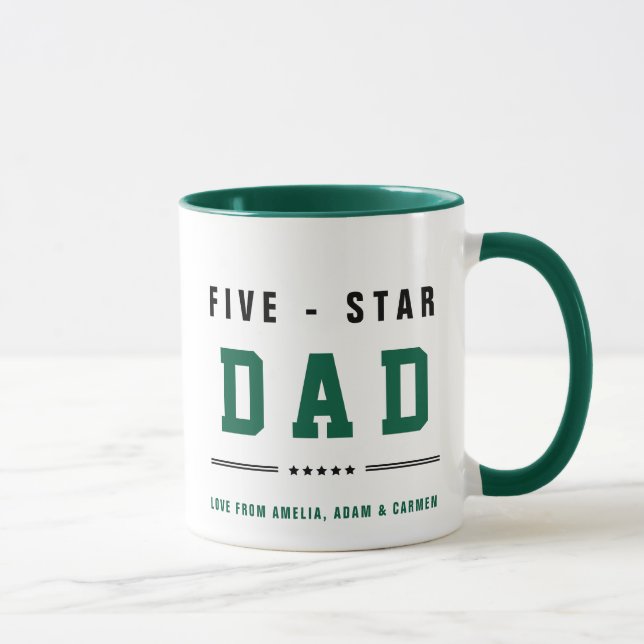 FIVE STAR DAD With Customised Names Mug (Right)