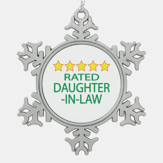 Five Star Daughter-In-Law Snowflake Pewter Christmas Ornament (Front)