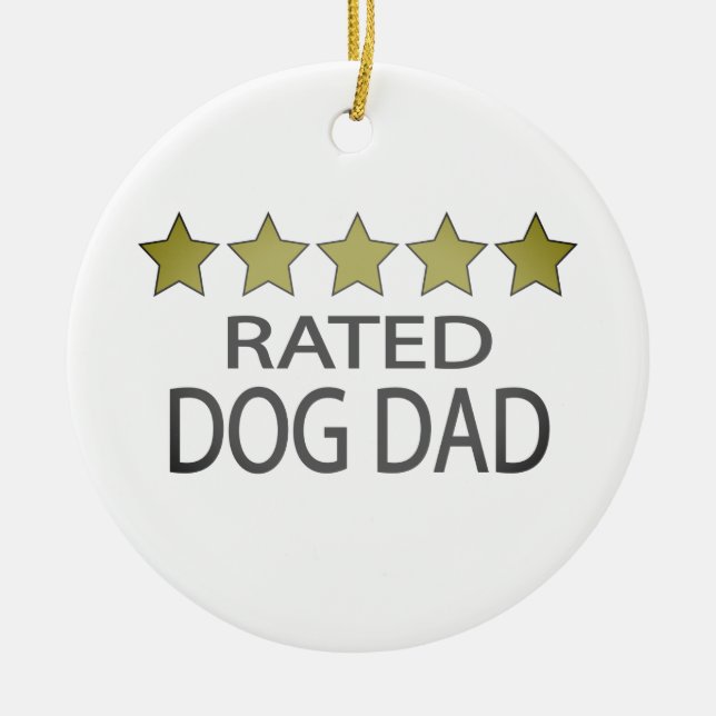 Five Star Dog Dad Ceramic Ornament (Front)