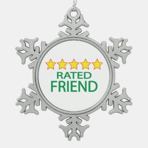 Five Star Friend Snowflake Pewter Christmas Ornament