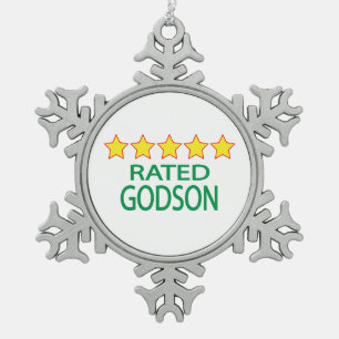 Five Star Godson Snowflake Pewter Christmas Ornament