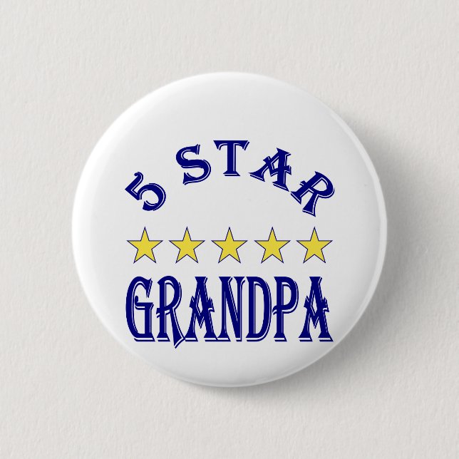 Five Star Grandpa 6 Cm Round Badge (Front)