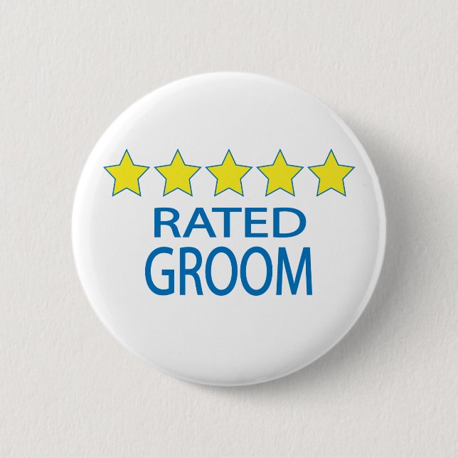 Five Star Groom 6 Cm Round Badge (Front)