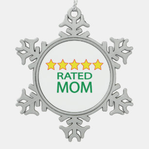 Five Star Mum Snowflake Pewter Christmas Ornament
