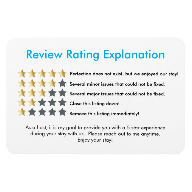 Five Star Review Rating Magnet (Horizontal)