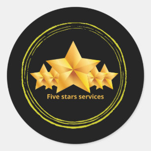 Five star service ,small business best classic round sticker