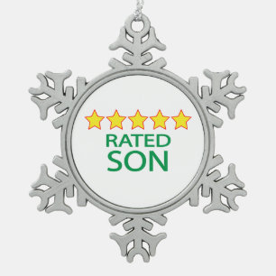 Five Star Son Snowflake Pewter Christmas Ornament