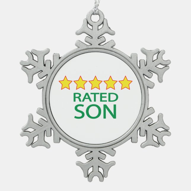 Five Star Son Snowflake Pewter Christmas Ornament (Front)