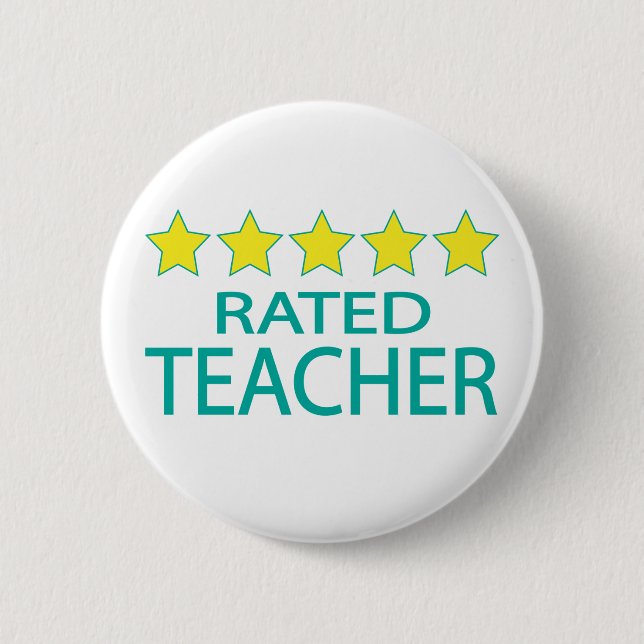 Five Star Teacher 6 Cm Round Badge (Front)