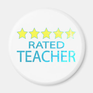 Five Star Teacher Square Sticker Magnet