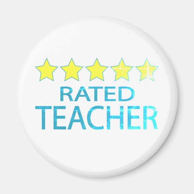 Five Star Teacher Square Sticker Magnet (Front)