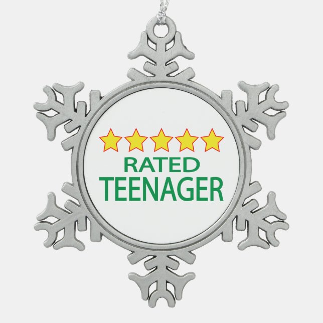 Five Star Teenager Snowflake Pewter Christmas Ornament (Front)