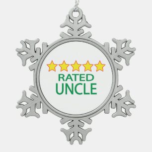 Five Star Uncle Snowflake Pewter Christmas Ornament