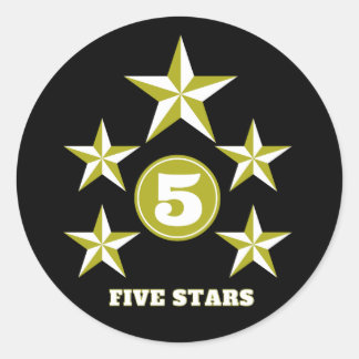 five stars amazing classic round sticker