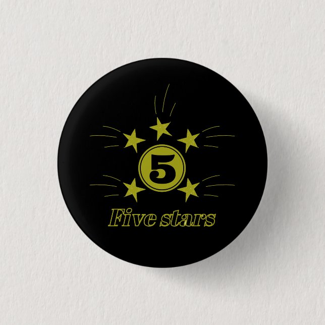 five stars celebration style 3 cm round badge (Front)