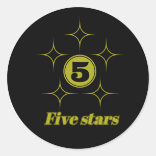 five stars cool classic round sticker