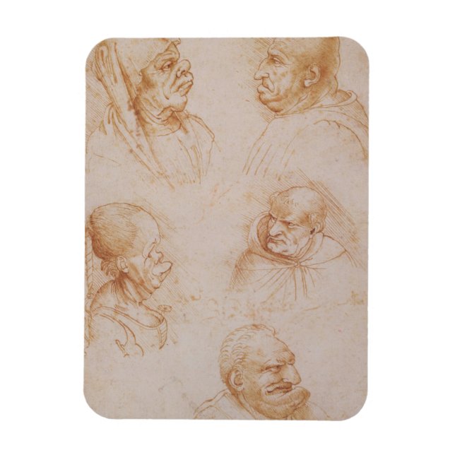 Five Studies of Grotesque Faces (red chalk on pape Magnet (Vertical)