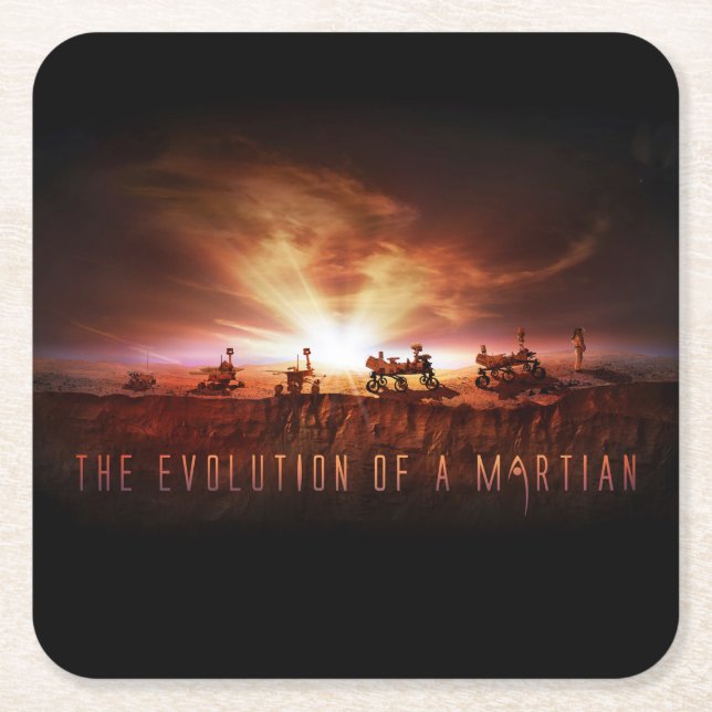 Five Successful Mars Rovers Square Paper Coaster (Front)