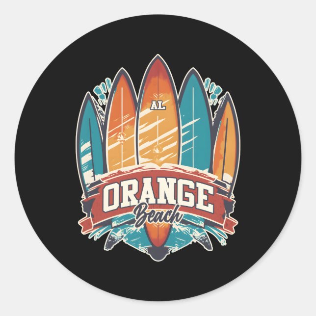 Five Surfboards Orange Beach Al Classic Round Sticker (Front)