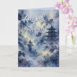 Five Tier Pagoda Mystic Forest Indigo Gold Card