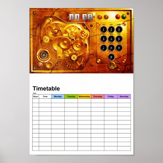 Five to of 12 Steampunk clock Grunge Poster (Front)