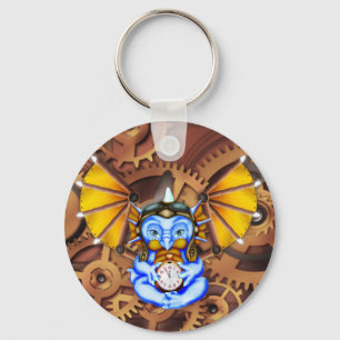 "Five to Twelve" steampunk dragon keychain