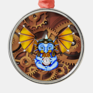 "Five to Twelve" steampunk dragon ornament
