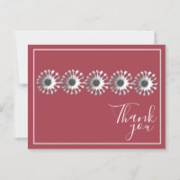 Five White Daisies Red Background Thank You