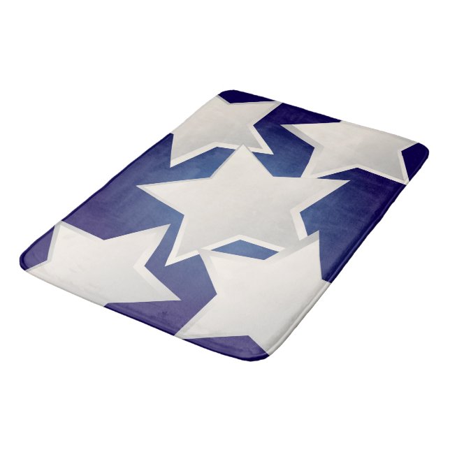 Five white stars bath mat (Angled)