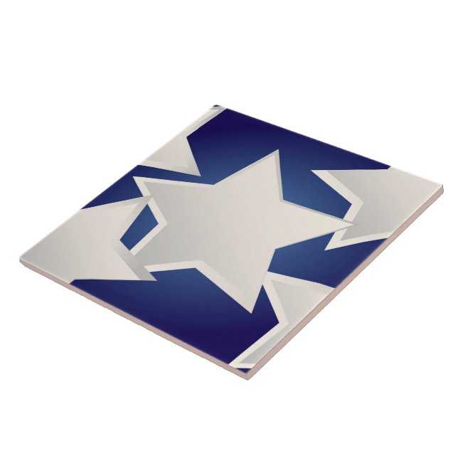 Five white stars ceramic tile (Side)